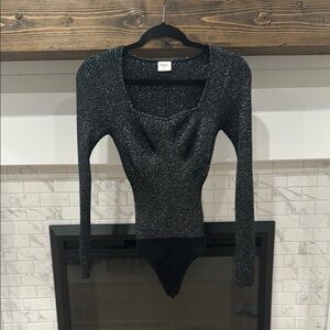Abercrombie & Fitch Black silver sparkle sweater Bodysuit